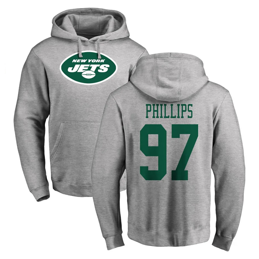 Mdoa NY.Jets #97 Harrison Phillips Player Gray LOGO Pullover Hoodies Limited Game Stitched Jerseys