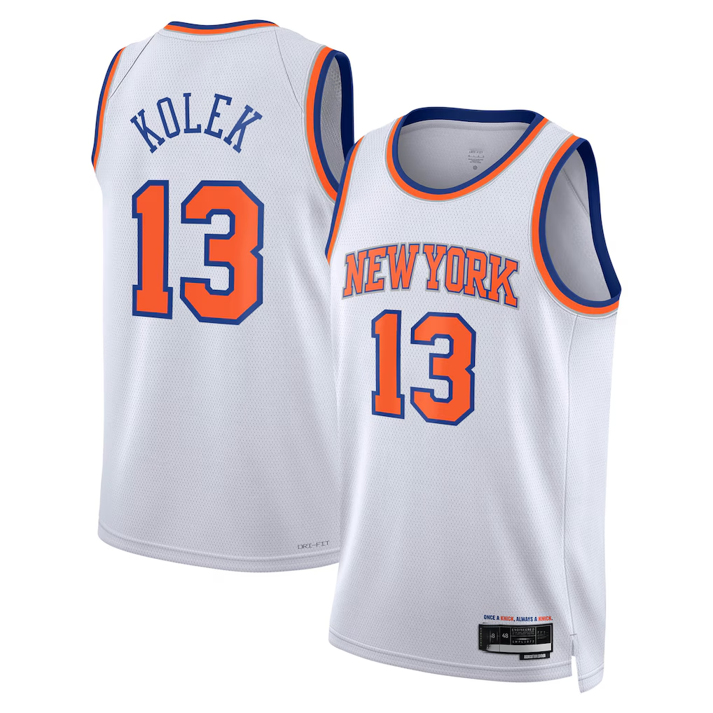 Mdoa NY.Knicks #13 Tyler Kolek White Swingman Jerseys - Association Edition