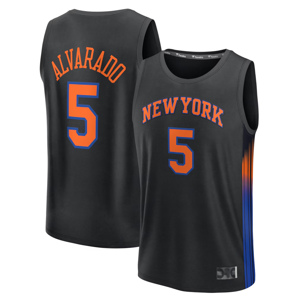 Mdoa NY.Knicks #5 Jose Alvarado  Black Fast Break Replica Jerseys - Statement Edition
