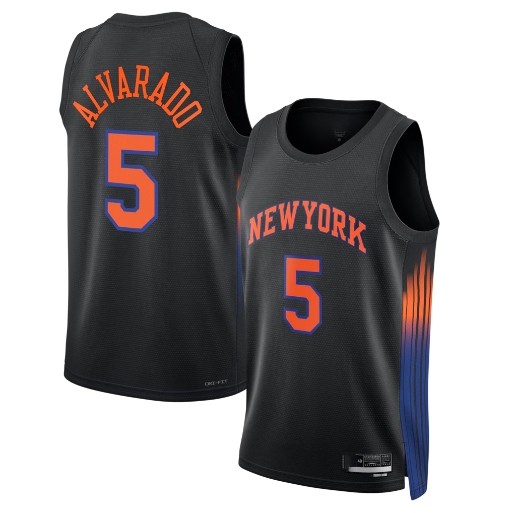 Mdoa NY.Knicks #5 Jos¨¦ Alvarado Black Swingman Jerseys - Statement Edition