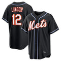 Mdoa NY.Mets #12 Francisco Lindor Player Black Fashion Out Game Stitched Jerseys