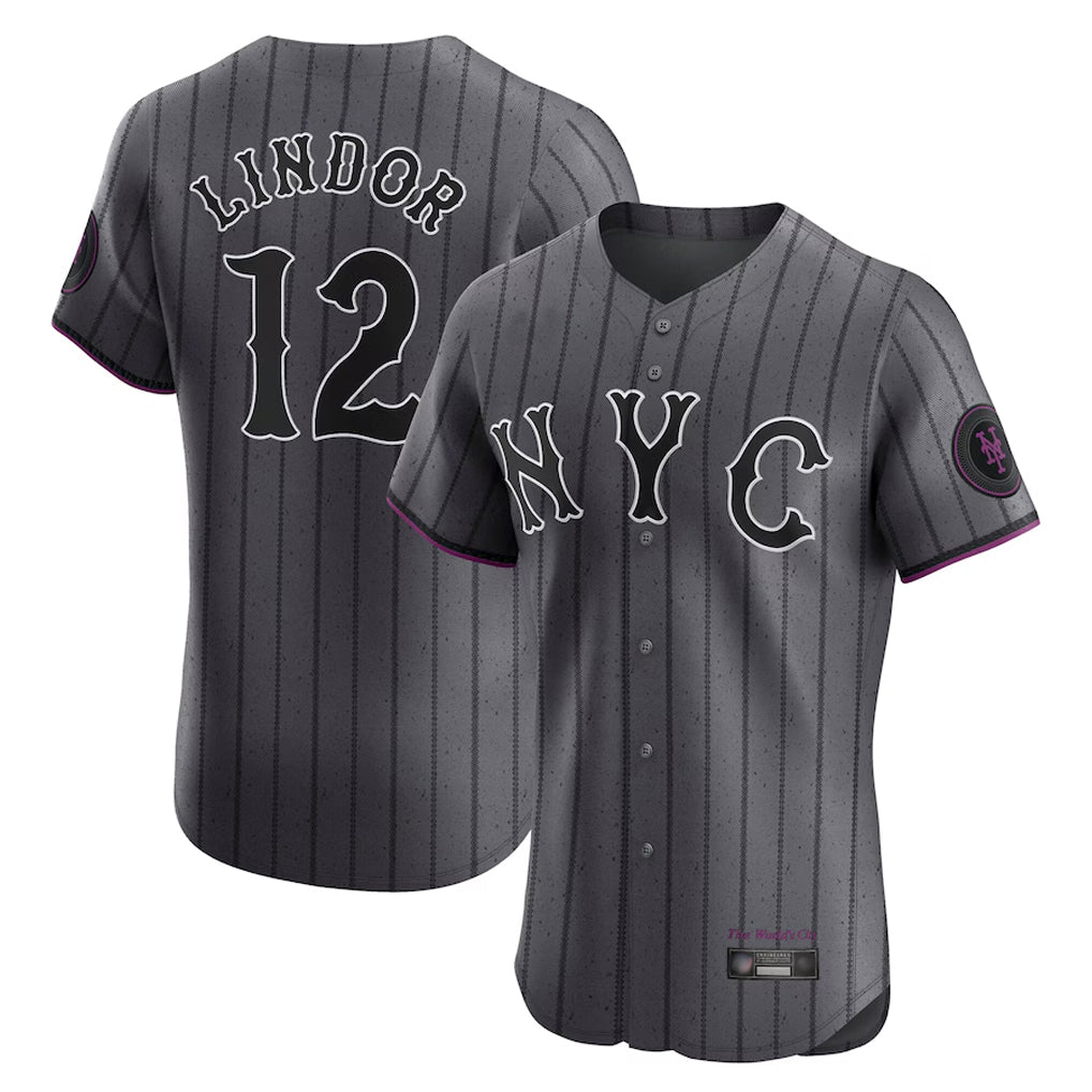 Mdoa NY.Mets #12 Francisco Lindor Player Gray City Connect Limited Elite Home Stitched Jerseys