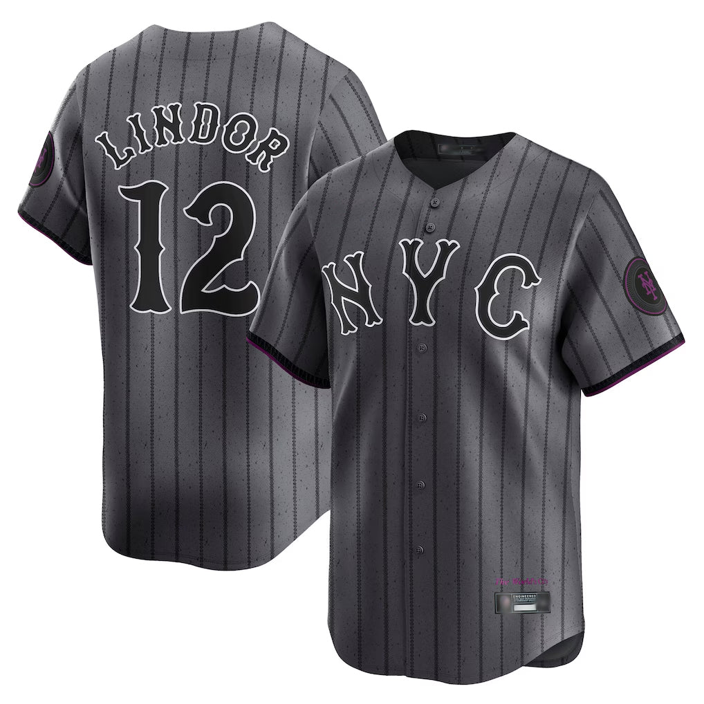 Mdoa NY.Mets #12 Francisco Lindor Player Gray City Connect Limited Stitched Jerseys