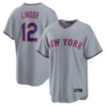 Mdoa NY.Mets #12 Francisco Lindor Player Gray Road Home Game Stitched Jerseys
