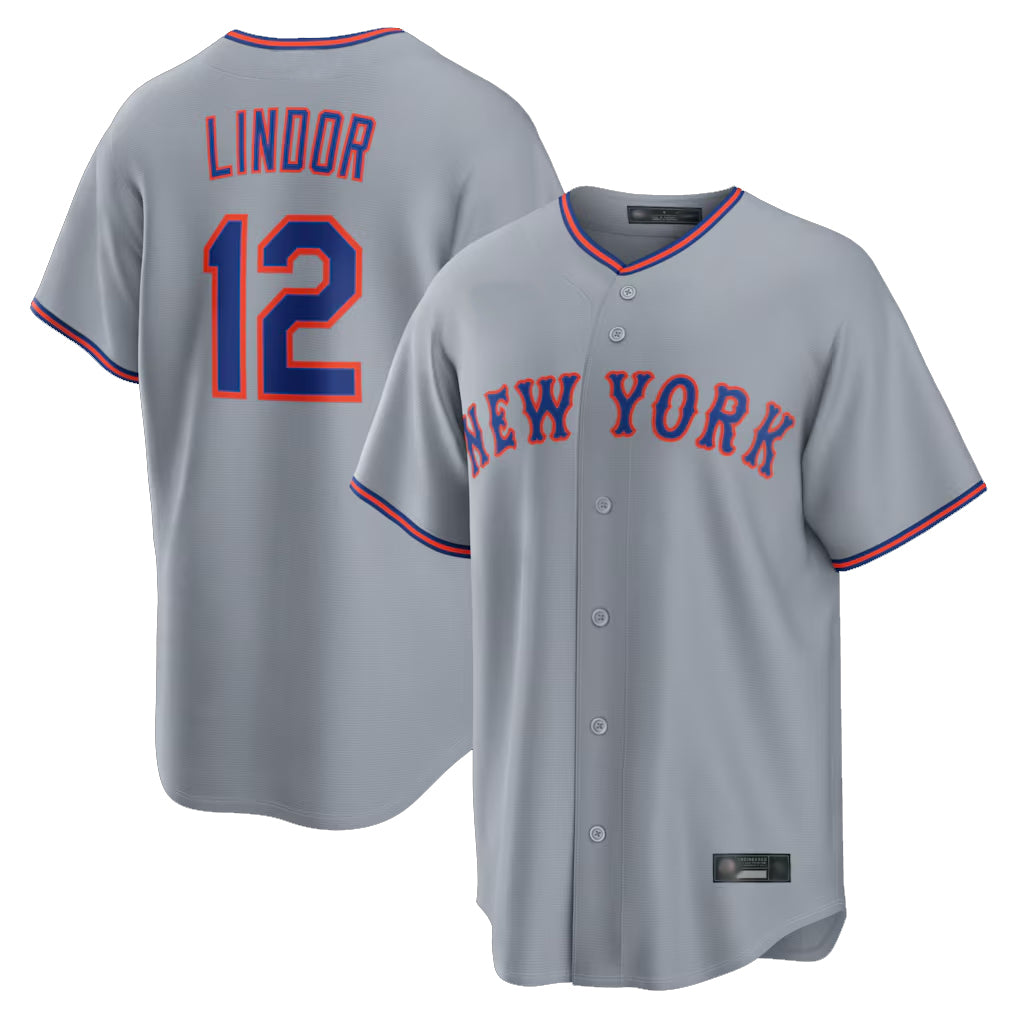 Mdoa NY.Mets #12 Francisco Lindor Player Gray Road Home Game Stitched Jerseys