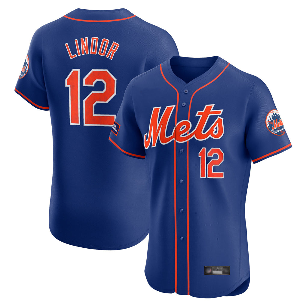 Mdoa NY.Mets #12 Francisco Lindor Player Royal Limited Elite Home Stitched Jerseys