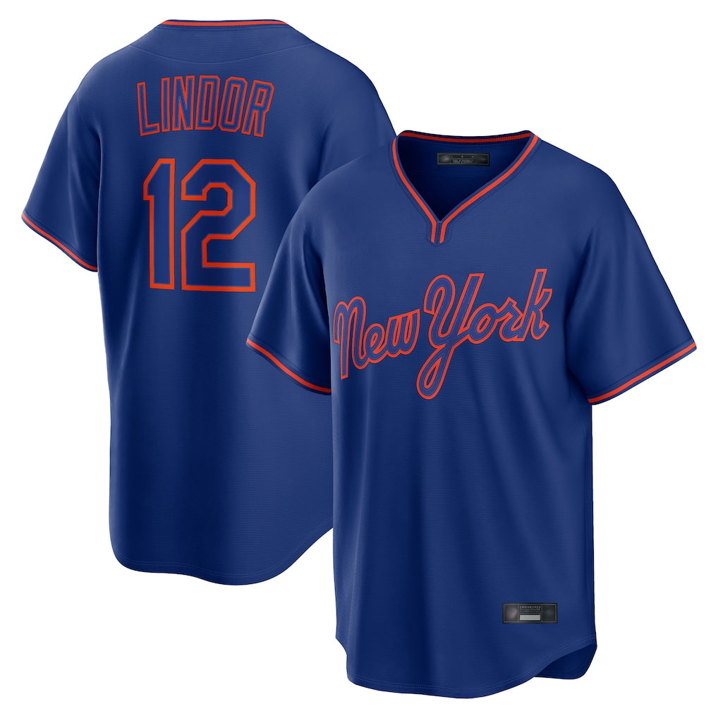 Mdoa NY.Mets #12 Francisco Lindor Player Royal T-shirt Home Game Stitched Jerseys