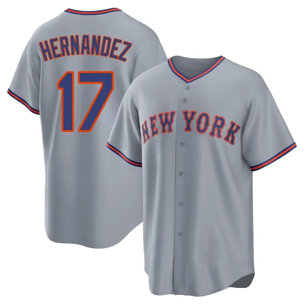 Mdoa NY.Mets #17 Keith Hernandez Player Gray Road Home Game Stitched Jerseys