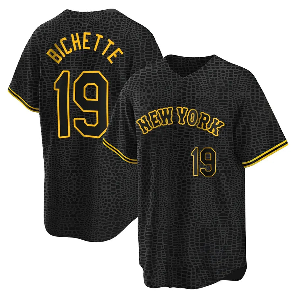 Mdoa NY.Mets #19 Bo Bichette Player Black Snake Skin City Home Game Stitched Jerseys