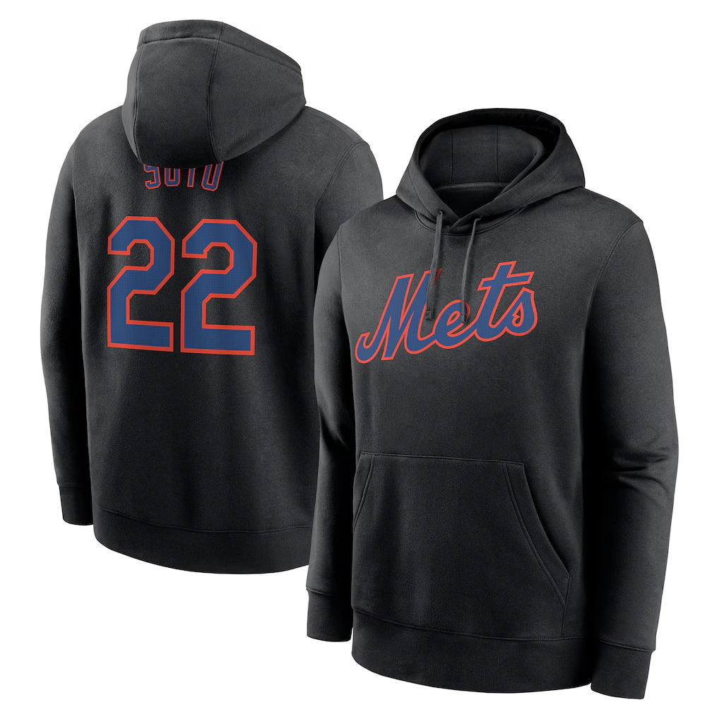 Mdoa NY.Mets #22 Juan Soto Player Black Club Pullover Hoodie Game Stitched Jerseys