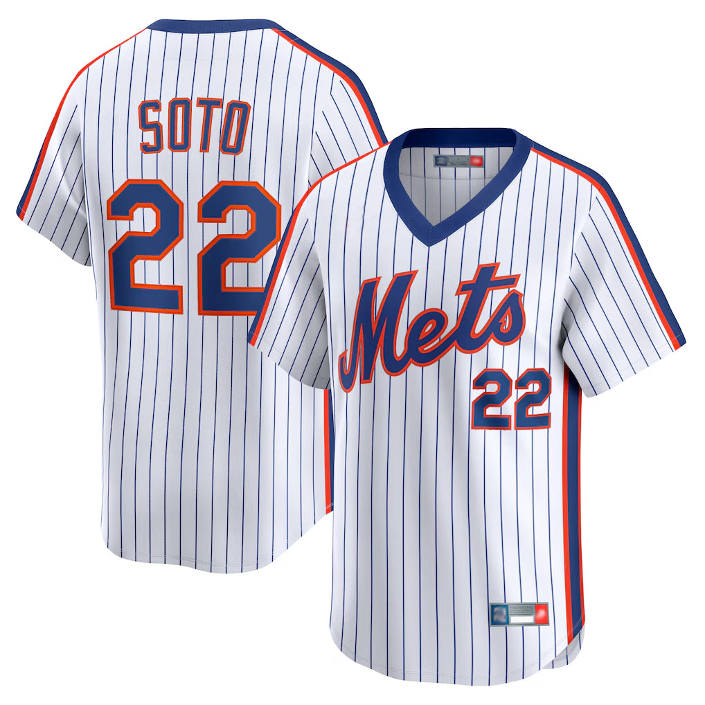 Mdoa NY.Mets #22 Juan Soto Player White Cooperstown Collection T-shirt Game Stitched Jerseys
