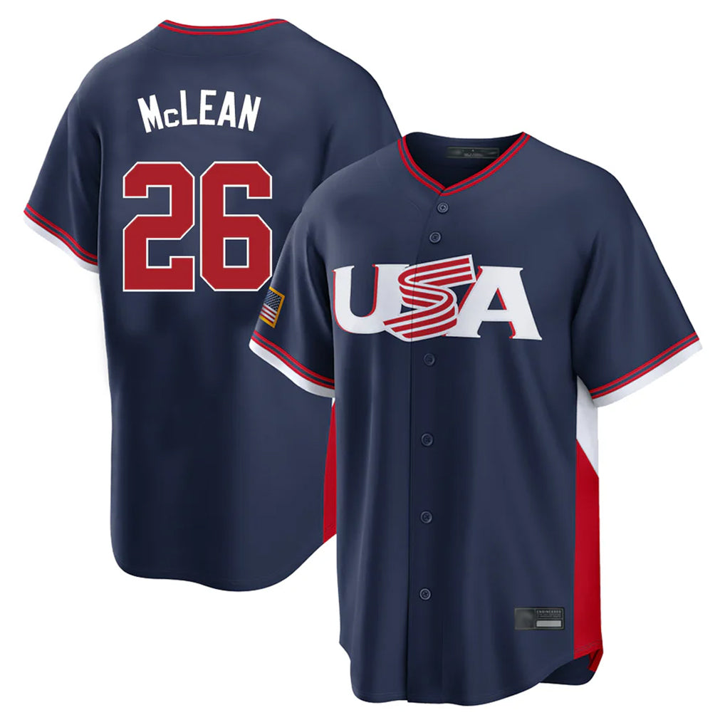 Mdoa NY.Mets #26 Nolan McLean Player Navy USA 2026 World Classic Home Limited Stitched Jerseys