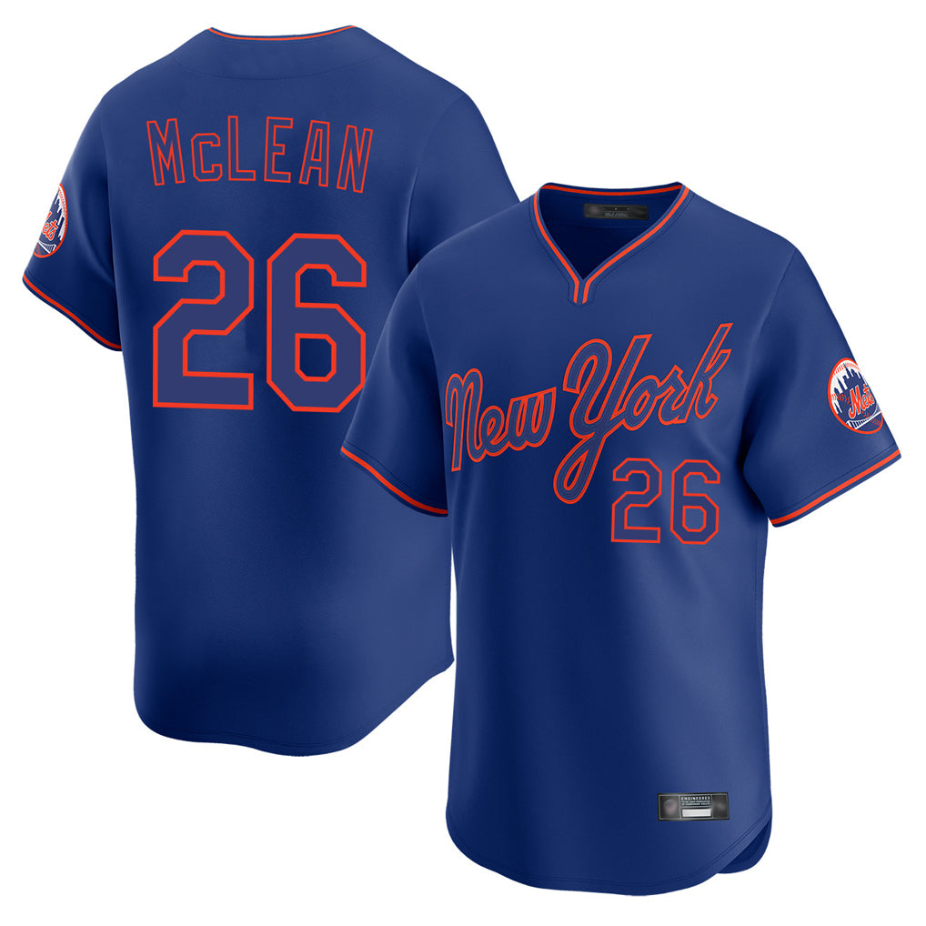 Mdoa NY.Mets #26 Nolan McLean Player Royal T-shirt Home Limited Elite Stitched Jerseys