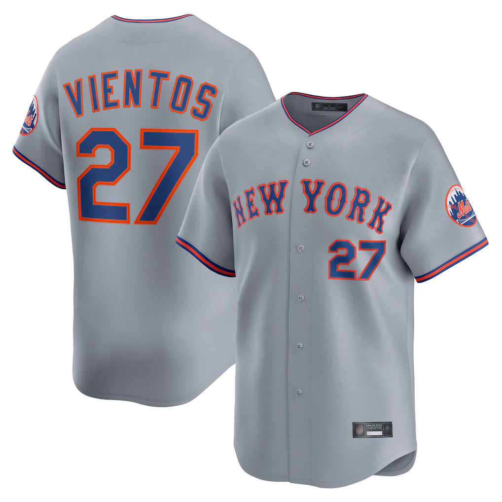 Mdoa NY.Mets #27 Mark Vientos Player Gray Road Limited Home Stitched Jerseys