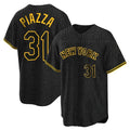 Mdoa NY.Mets #31 Mike Piazza Player Black Snake Skin City Home Game Stitched Jerseys