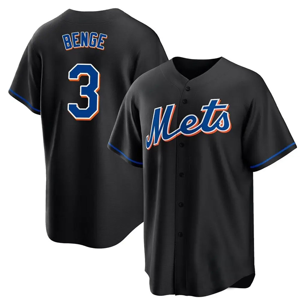 Mdoa NY.Mets #3 Carson Benge Player Black Replica Home Game Stitched Jerseys