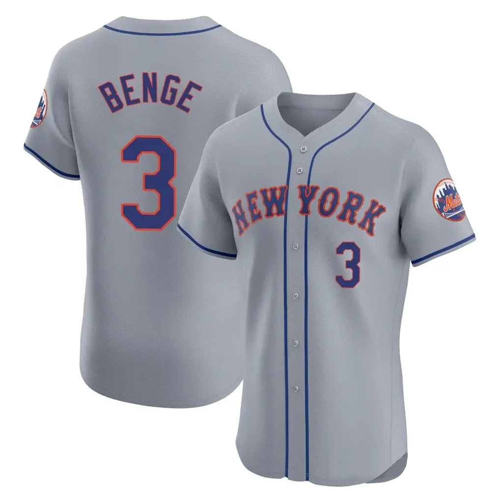 Mdoa NY.Mets #3 Carson Benge Player Gray Road Limited Elite Home Stitched Jerseys