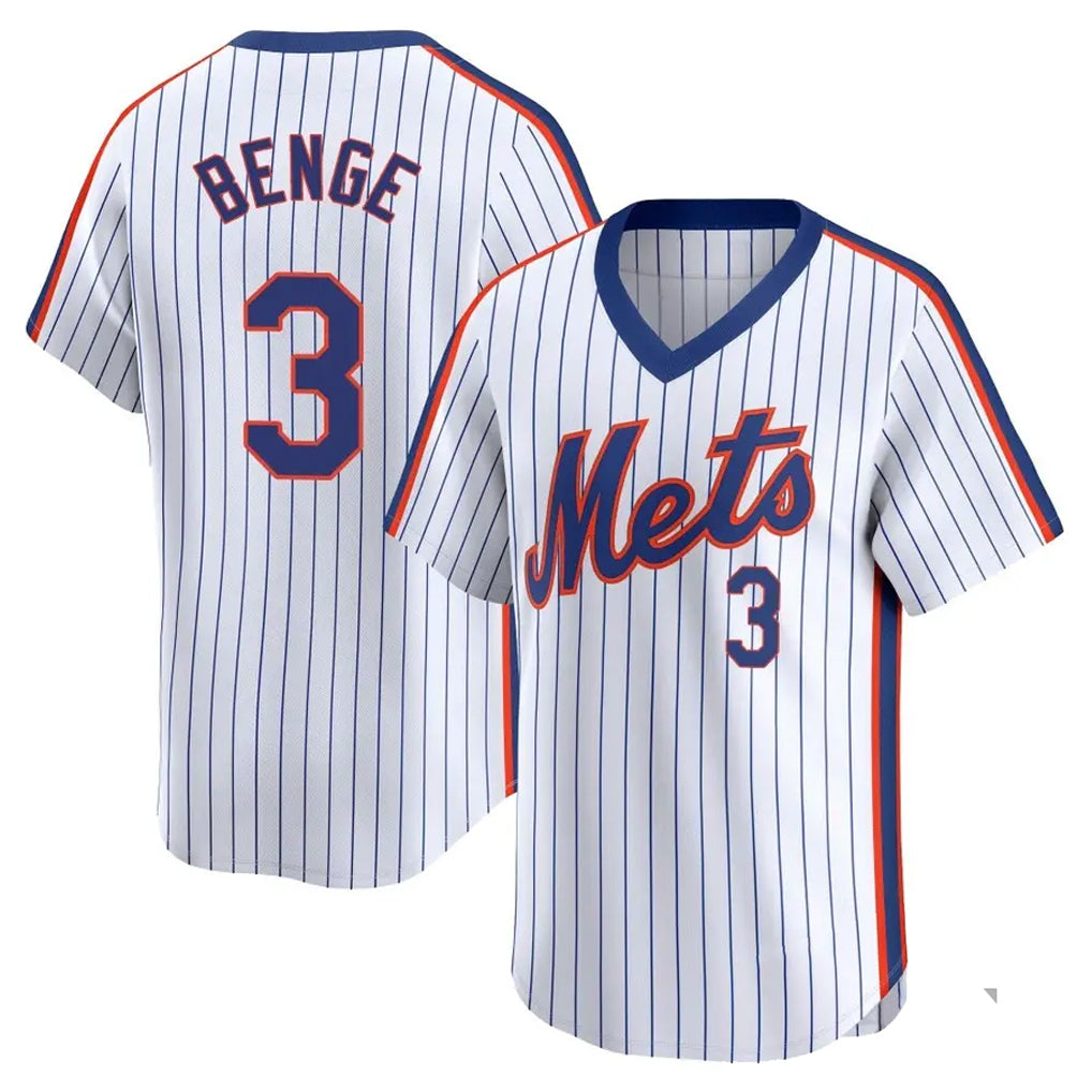 Mdoa NY.Mets #3 Carson Benge Player White Cooperstown Collection T-shirt Game Stitched Jerseys
