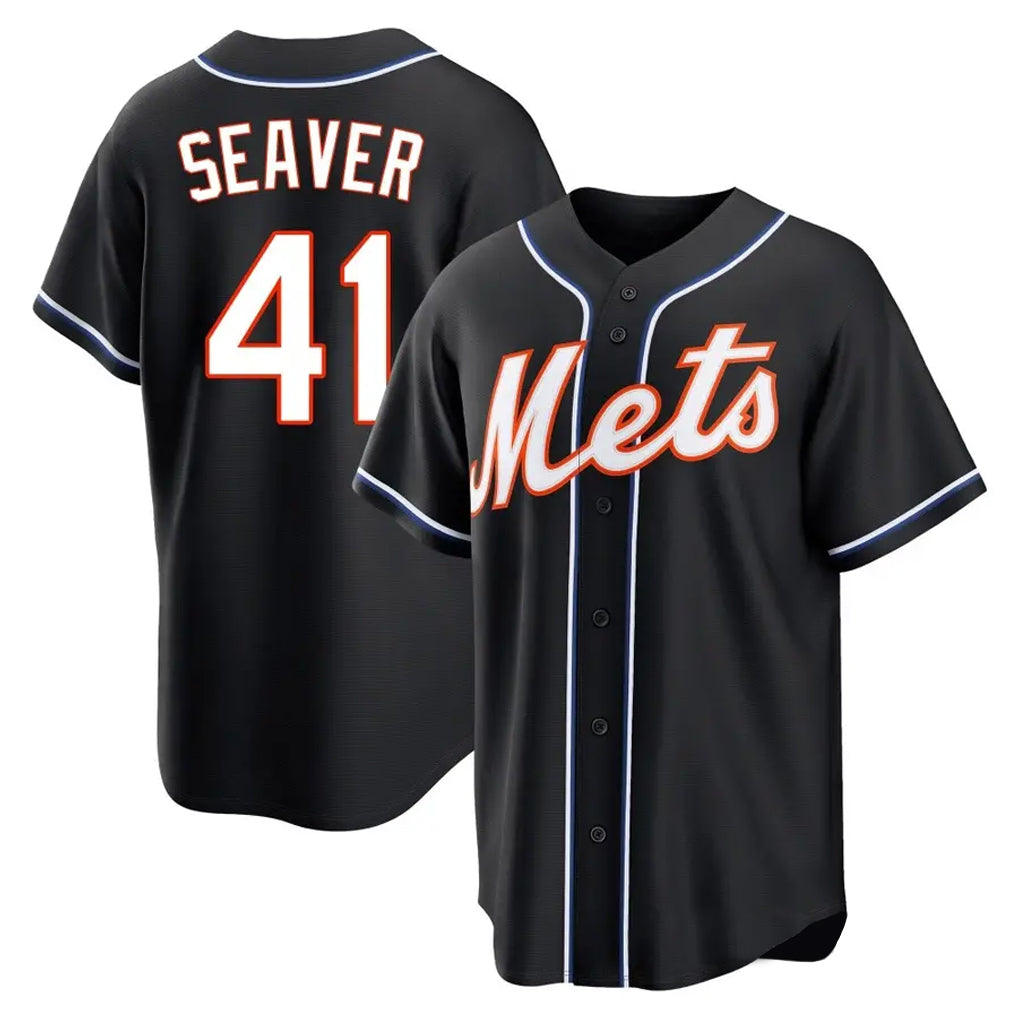 Mdoa NY.Mets #41 Tom Seaver Player Black Fashion Out Game Stitched Jerseys
