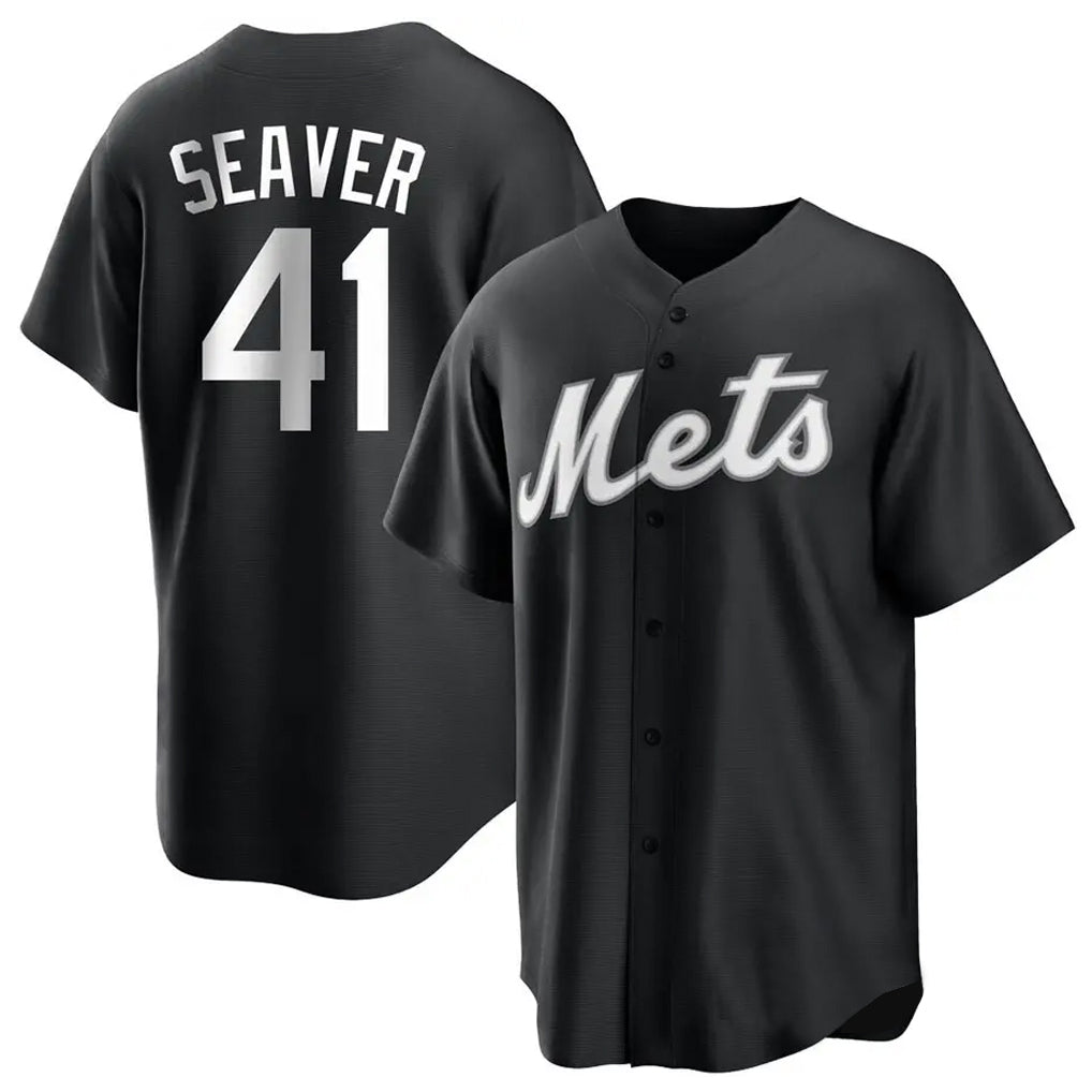 Mdoa NY.Mets #41 Tom Seaver Player Black Home Game Stitched Jerseys