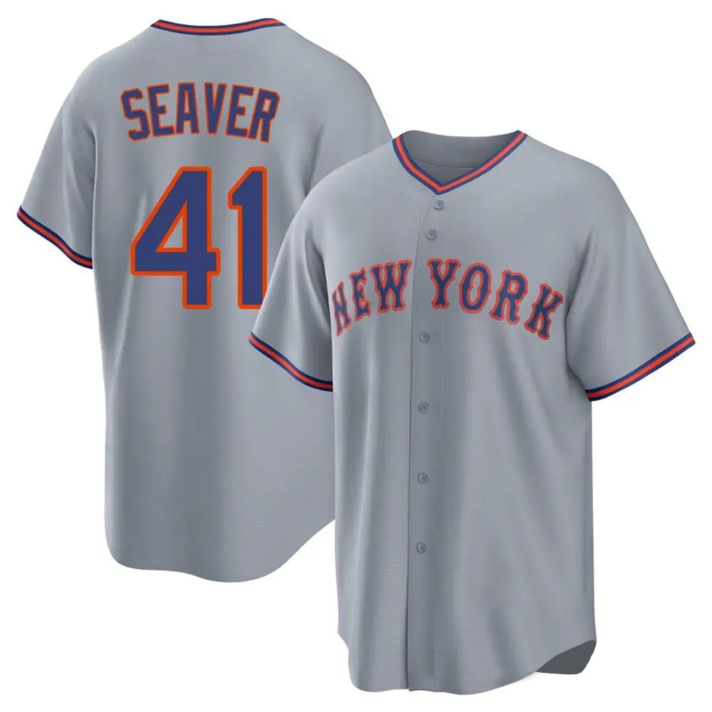 Mdoa NY.Mets #41 Tom Seaver Player Gray Road Home Game Stitched Jerseys