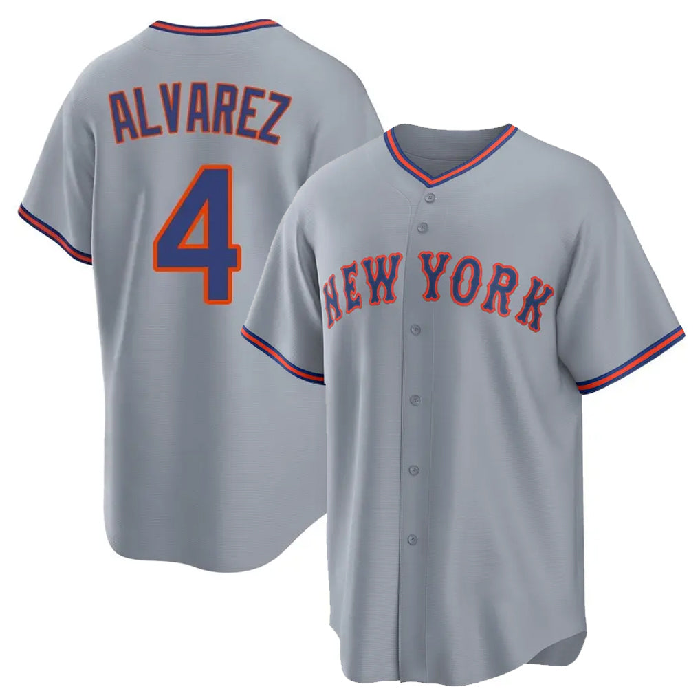 Mdoa NY.Mets #4 Francisco Alvarez Player Gray Road Home Game Stitched Jerseys