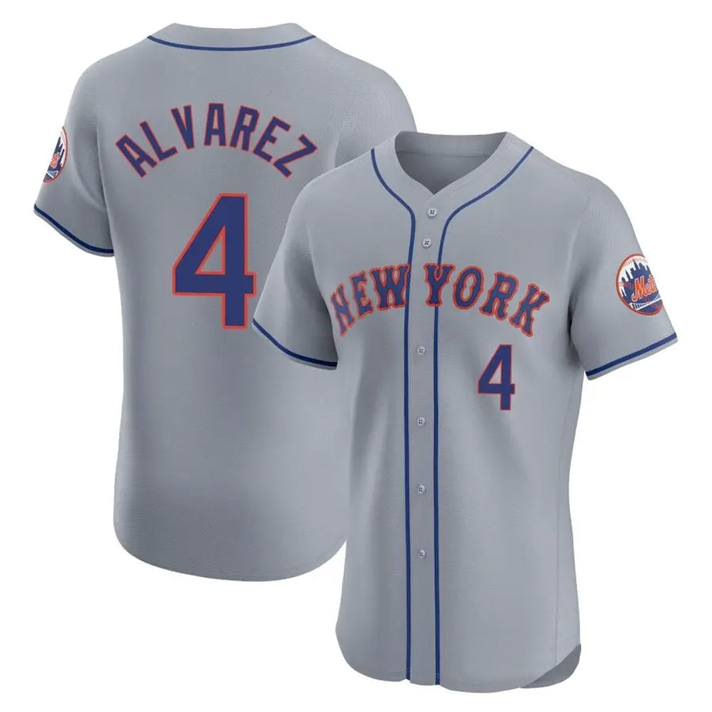 Mdoa NY.Mets #4 Francisco Alvarez Player Gray Road Limited Elite Home Stitched Jerseys