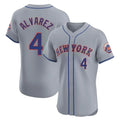 Mdoa NY.Mets #4 Francisco Alvarez Player Gray Road Limited Elite Home Stitched Jerseys
