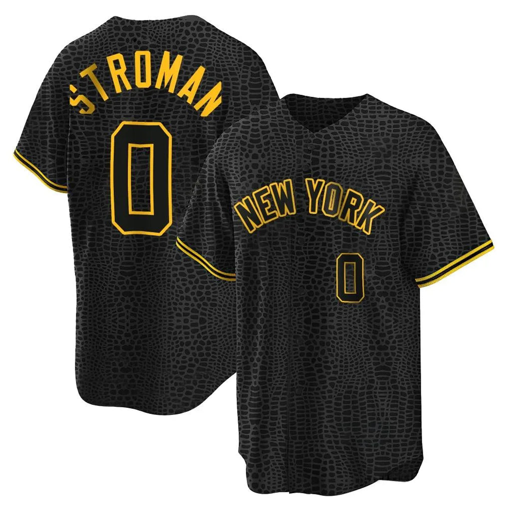 Mdoa NY.Yankees #0 Marcus Stroman Player Black Snake Skin City Game Home Stitched Jerseys