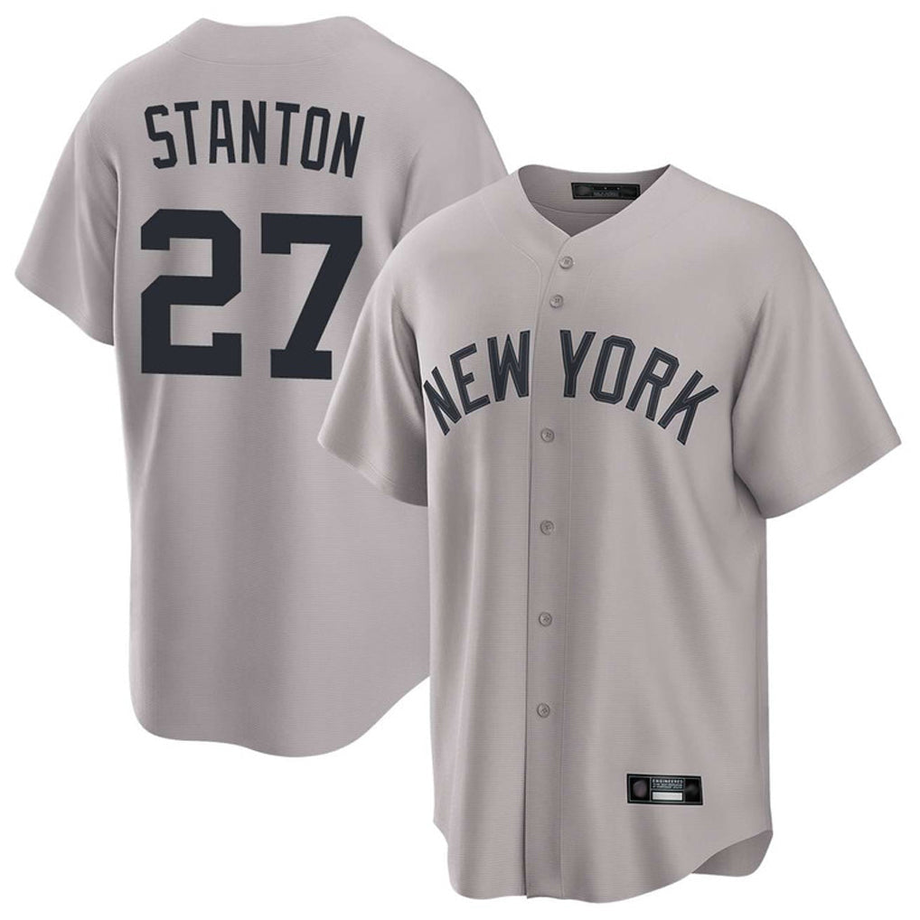 Mdoa NY.Yankees #27 Giancarlo Stanton Player Gray Game Home Stitched Jerseys