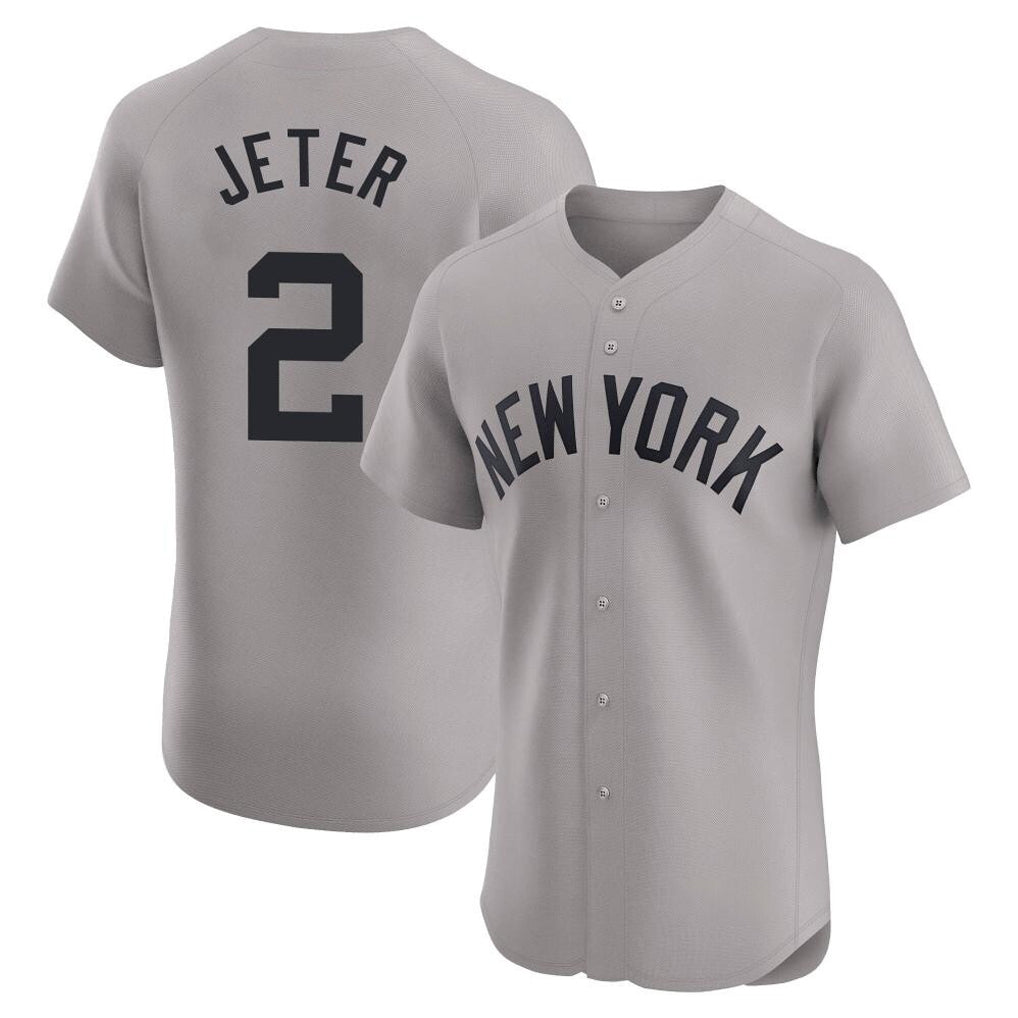 Mdoa NY.Yankees #2 Derek Jeter Player Gray Limited Elite Home Stitched Jerseys