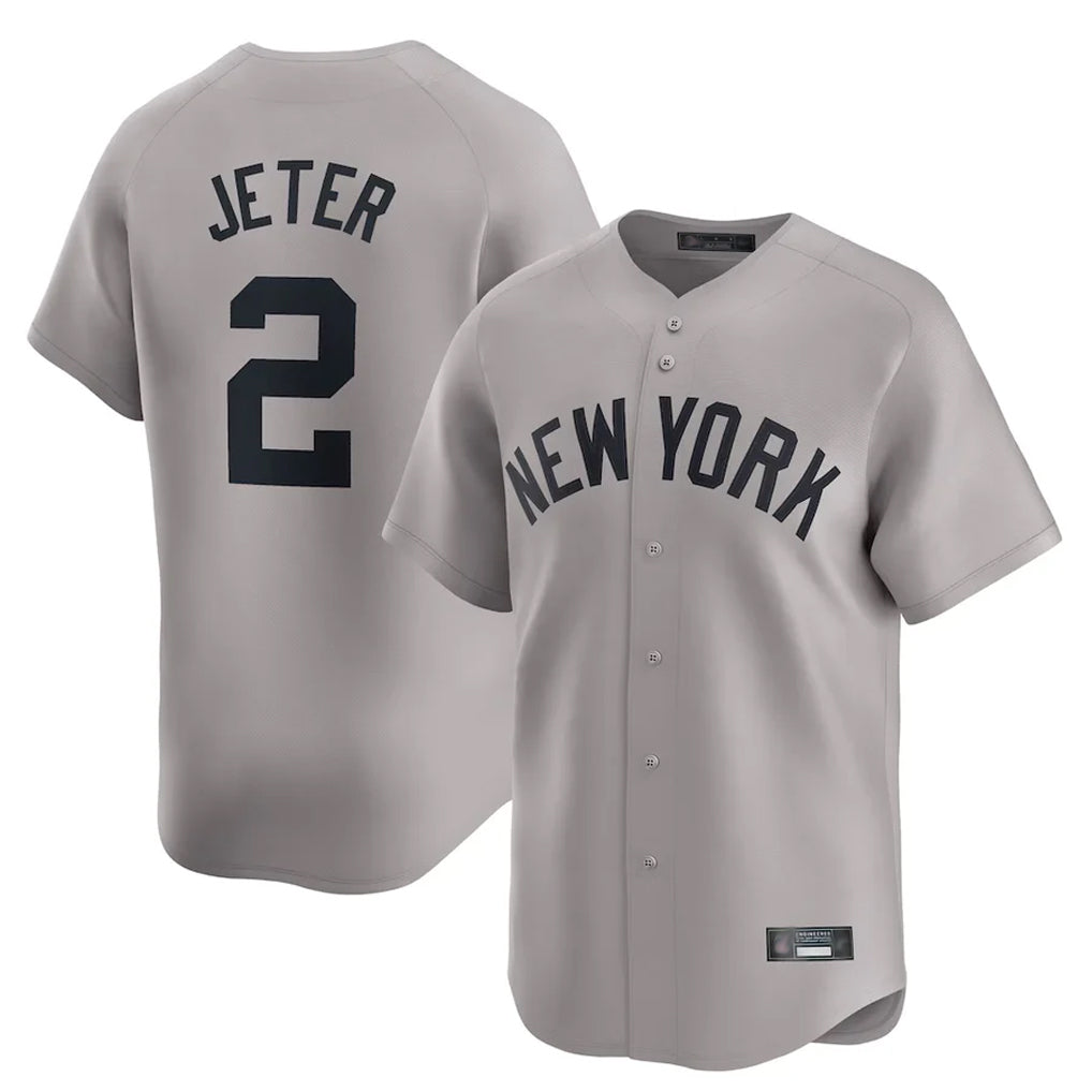 Mdoa NY.Yankees #2 Derek Jeter Player Gray Limited Home Stitched Jerseys