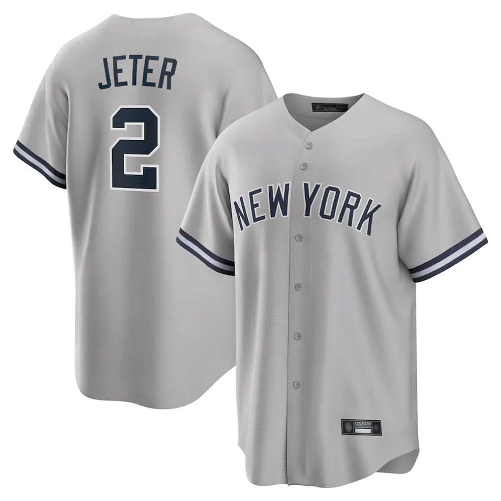 Mdoa NY.Yankees #2 Derek Jeter Player Gray Road Game Stitched Jerseys