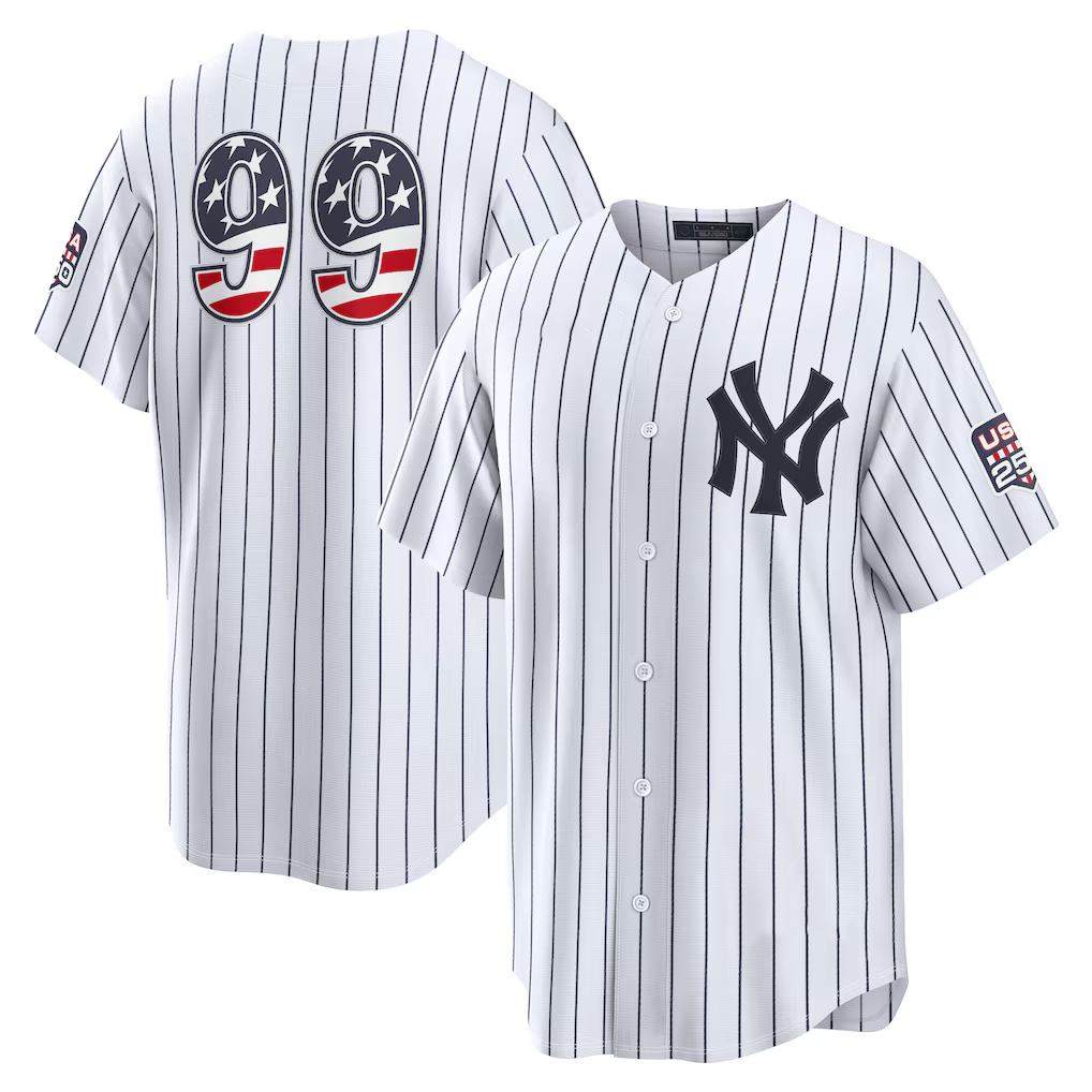 Mdoa NY.Yankees #99 Aaron Judge White USA 250 Fourth of July Home Stadium Jersey
