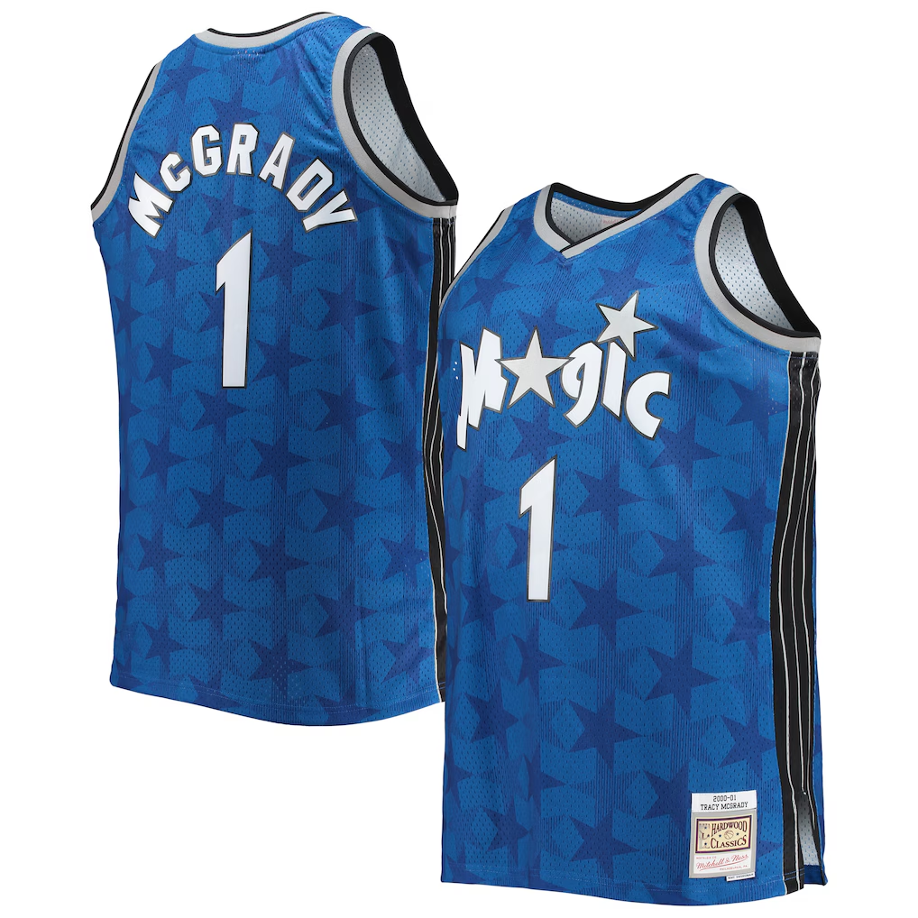 Mdoa O.Magic #1 Tracy McGrady Mitchell & Ness Blue Big & Tall 200001 Hardwood Classics Swingman Jerseys