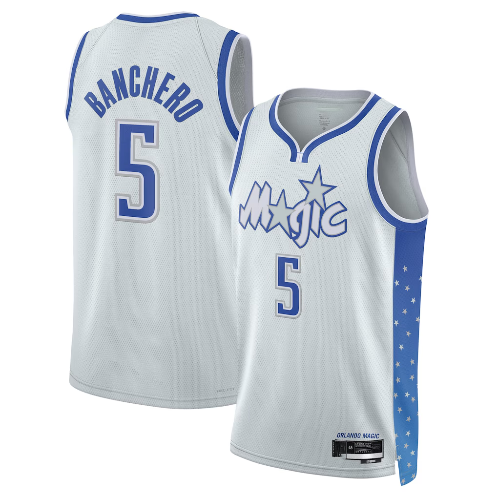 Mdoa O.Magic #5 Paolo Banchero Silver 2025-26 Swingman Jerseys - City Edition