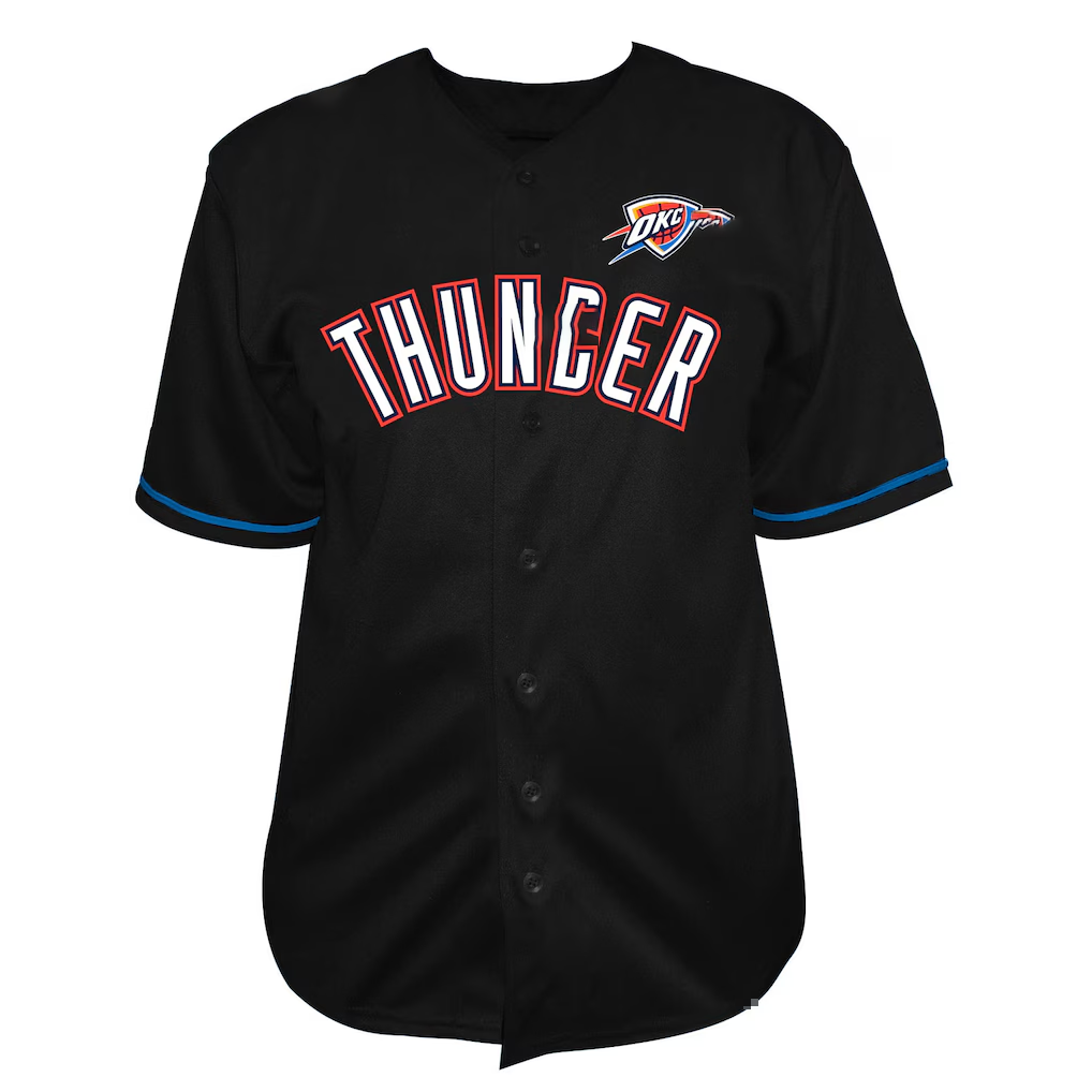 Mdoa OC.Thunder Black Big & Tall Pop Full-Button Stitched Jerseys