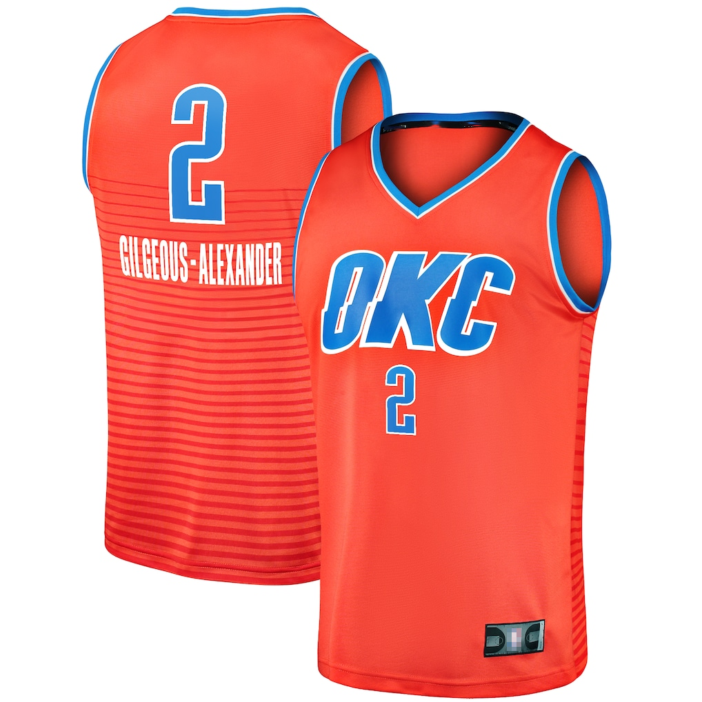 Mdoa OC.Thunder #2 Shai Gilgeous-Alexander Orange Fast Break Player Stitched Jerseys - Statement Edition