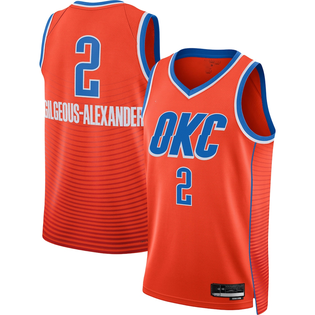 Mdoa OC.Thunder #2 Shai Gilgeous-Alexander Orange Swingman Stitched Jerseys - Statement Edition