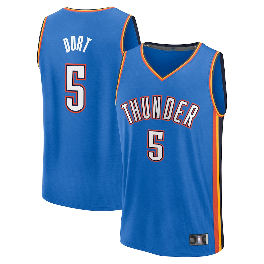 Mdoa OC.Thunder #5 Luguentz Dort Blue Fast Break Replica Player Stitched Jerseys- Icon Edition