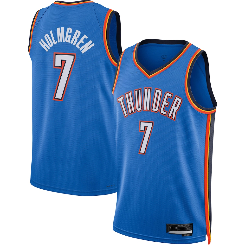 Mdoa OC.Thunder #7 Chet Holmgren Blue 2022 Draft First Round Pick Player Swingman Stitched Jerseys - Icon Edition
