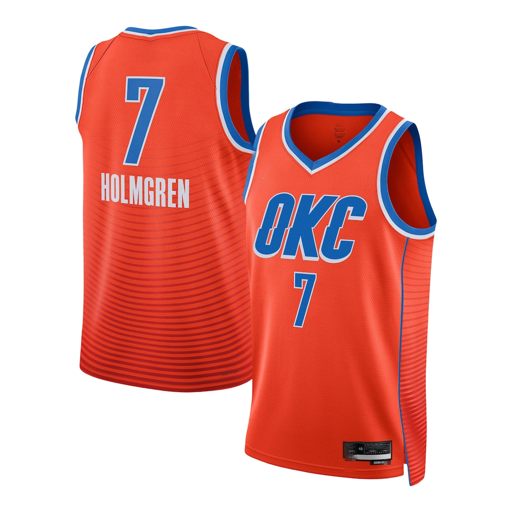 Mdoa OC.Thunder #7 Chet Holmgren Orange Swingman Stitched Jerseys - Statement Edition