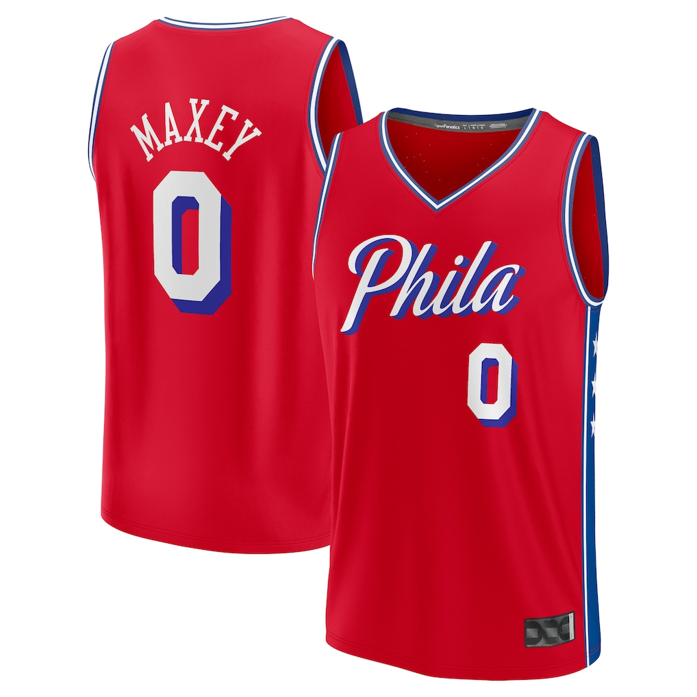 Mdoa P.76ers #0 Tyrese Maxey Red Fast Break Replica Player Jerseys - Statement Edition