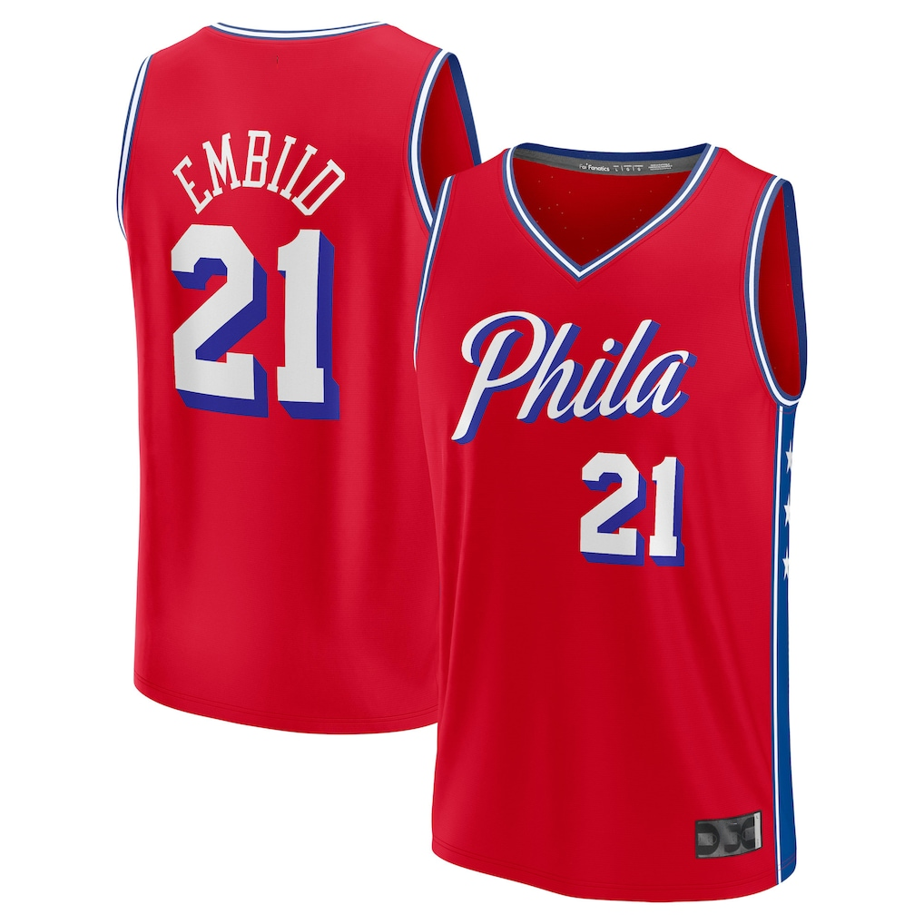 Mdoa P.76ers #21 Joel Embiid Red Fast Break Replica Player Jerseys - Statement Edition