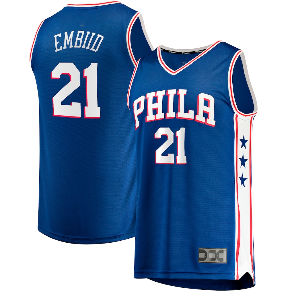 Mdoa P.76ers #21 Joel Embiid  Royal Big & Tall Fast Break Player Jerseys - Icon Edition