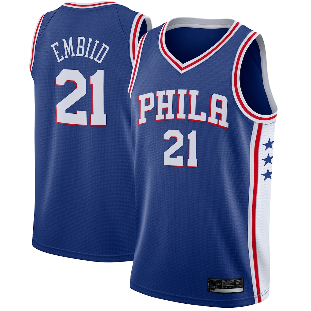 Mdoa P.76ers #21 Joel Embiid Royal Swingman Jerseys - Icon Edition