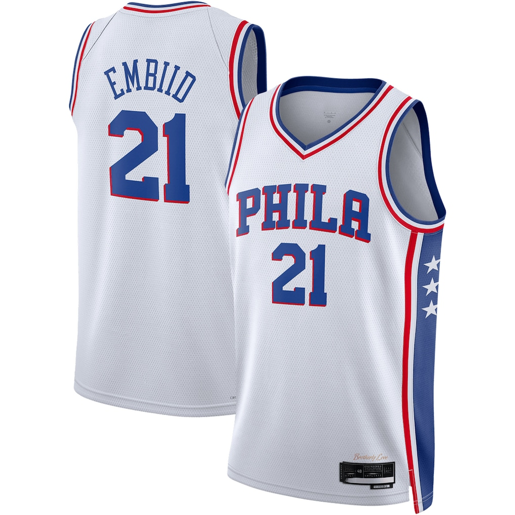 Mdoa P.76ers #21 Joel Embiid White Swingman Jerseys - Association Edition