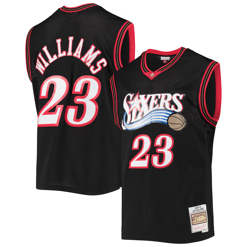 Mdoa P.76ers #23 Lou Williams Mitchell & Ness Black 2005-06 Hardwood Classics Swingman Jerseys