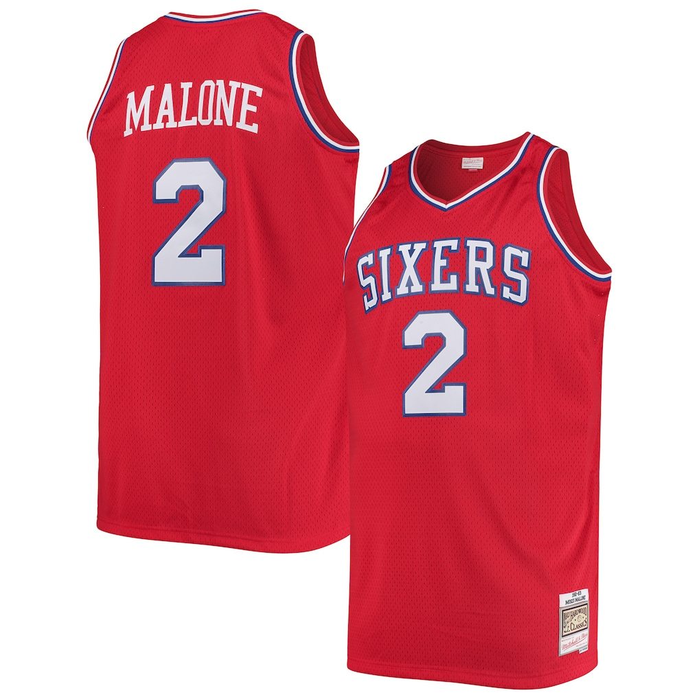 Mdoa P.76ers #2 Moses Malone Mitchell & Ness Red 198283 Big & Tall Hardwood Classics Swingman Jerseys