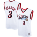 Mdoa P.76ers #3 Allen Iverson Mitchell & Ness White Hardwood Classics Swingman Jerseys